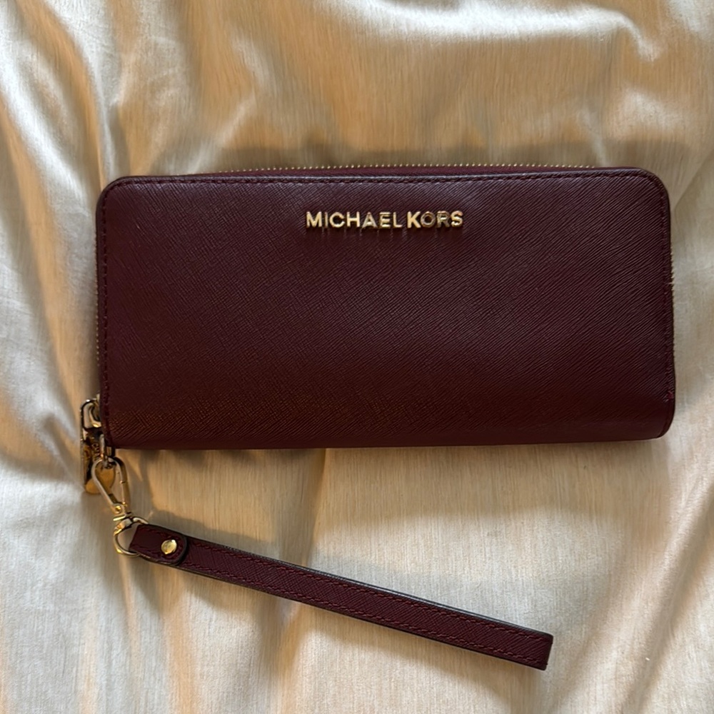 Michael Kors Burgundy Wristlet Wallet